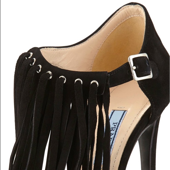 NIB Prada Suede Fringe Sandal/Heel - Picture 5 of 13